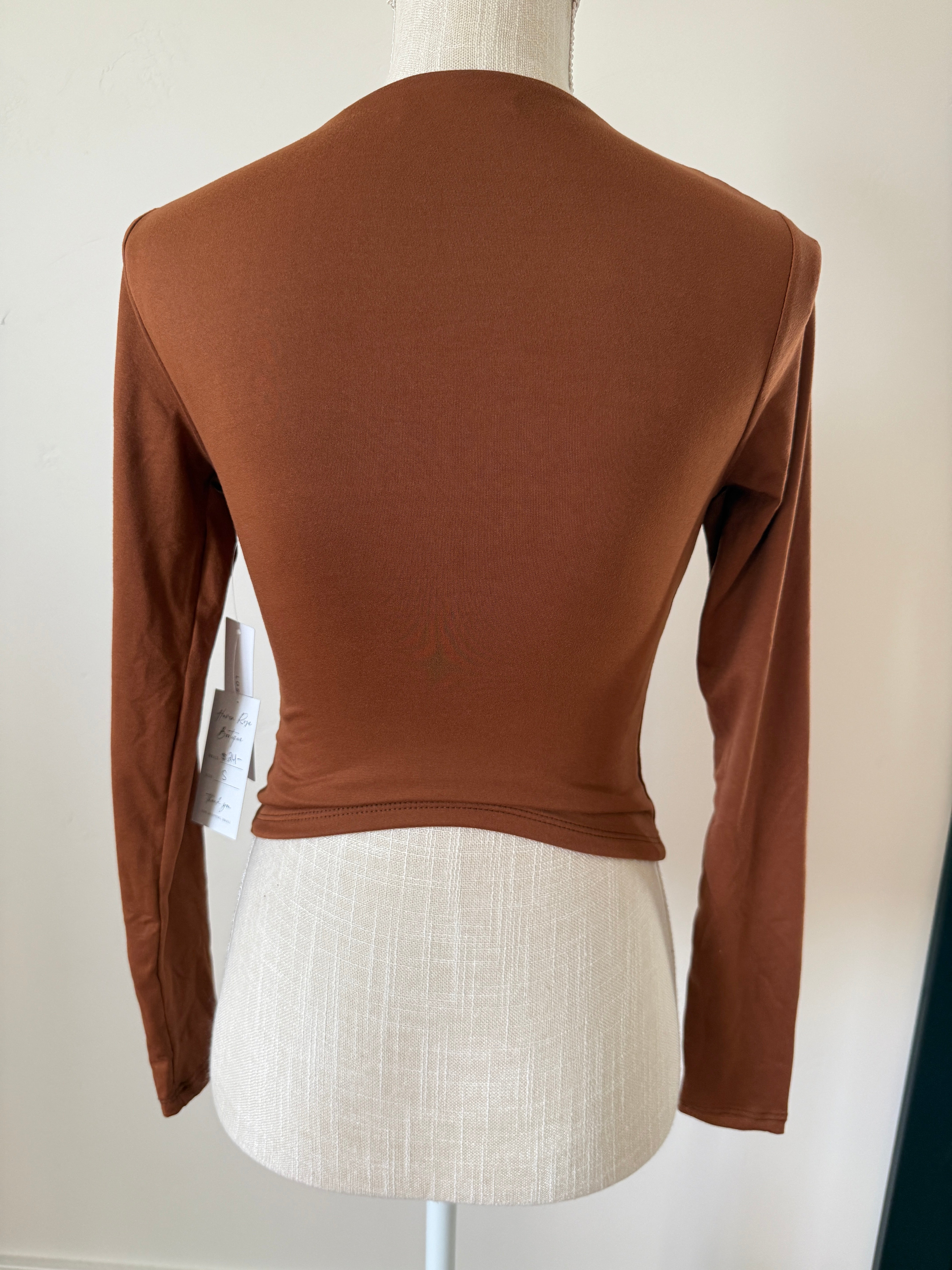 Kimmy Brushed Knit Top - Mocha