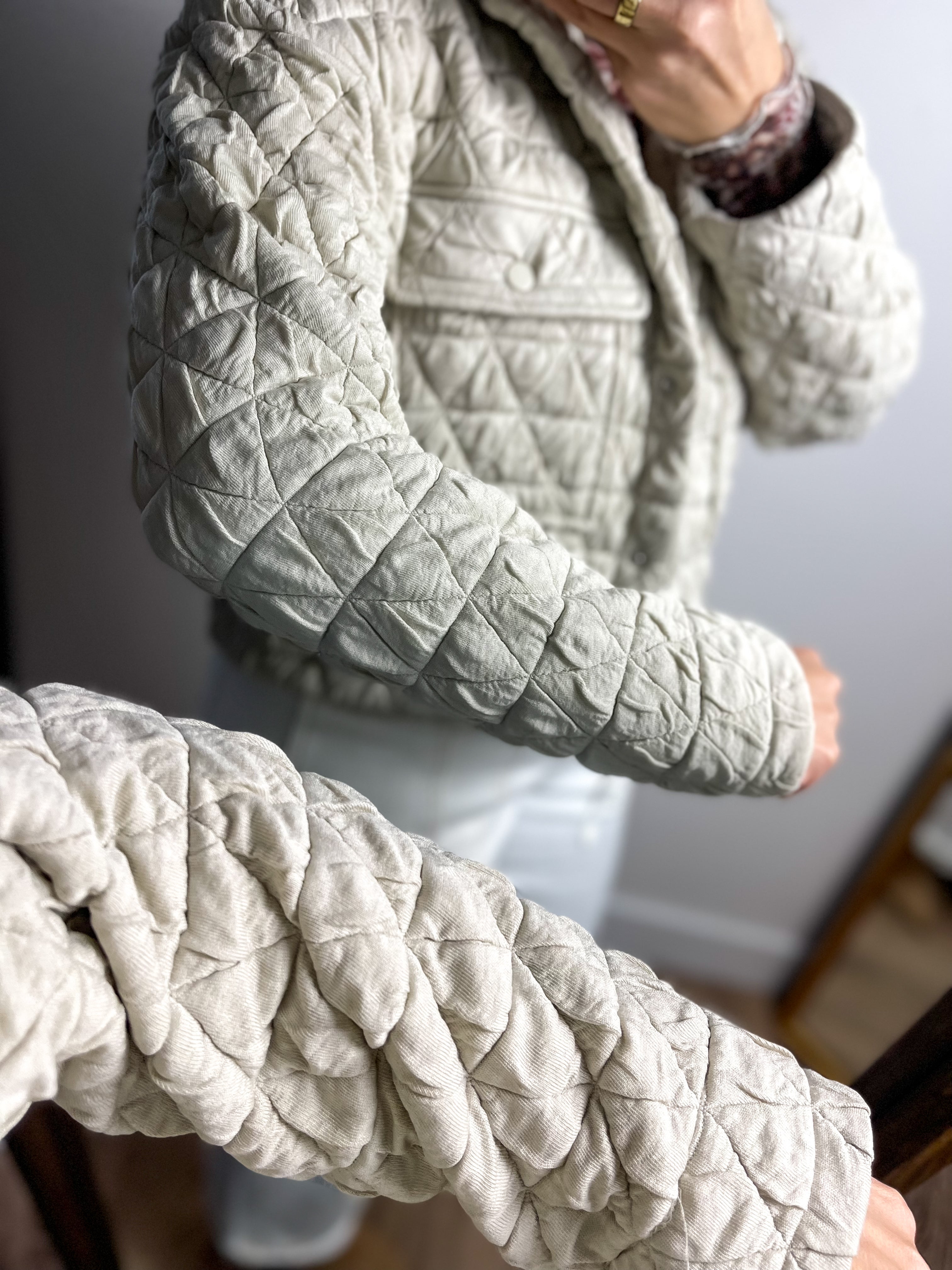 Quilted Collared Jacket - Oatmeal