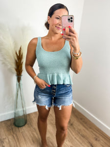 Ruffle Sweater Knit Tank - Mint