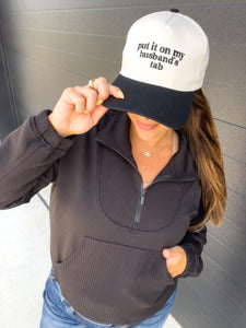 Put it on my husbands tab trucker hat - Black/Ivory