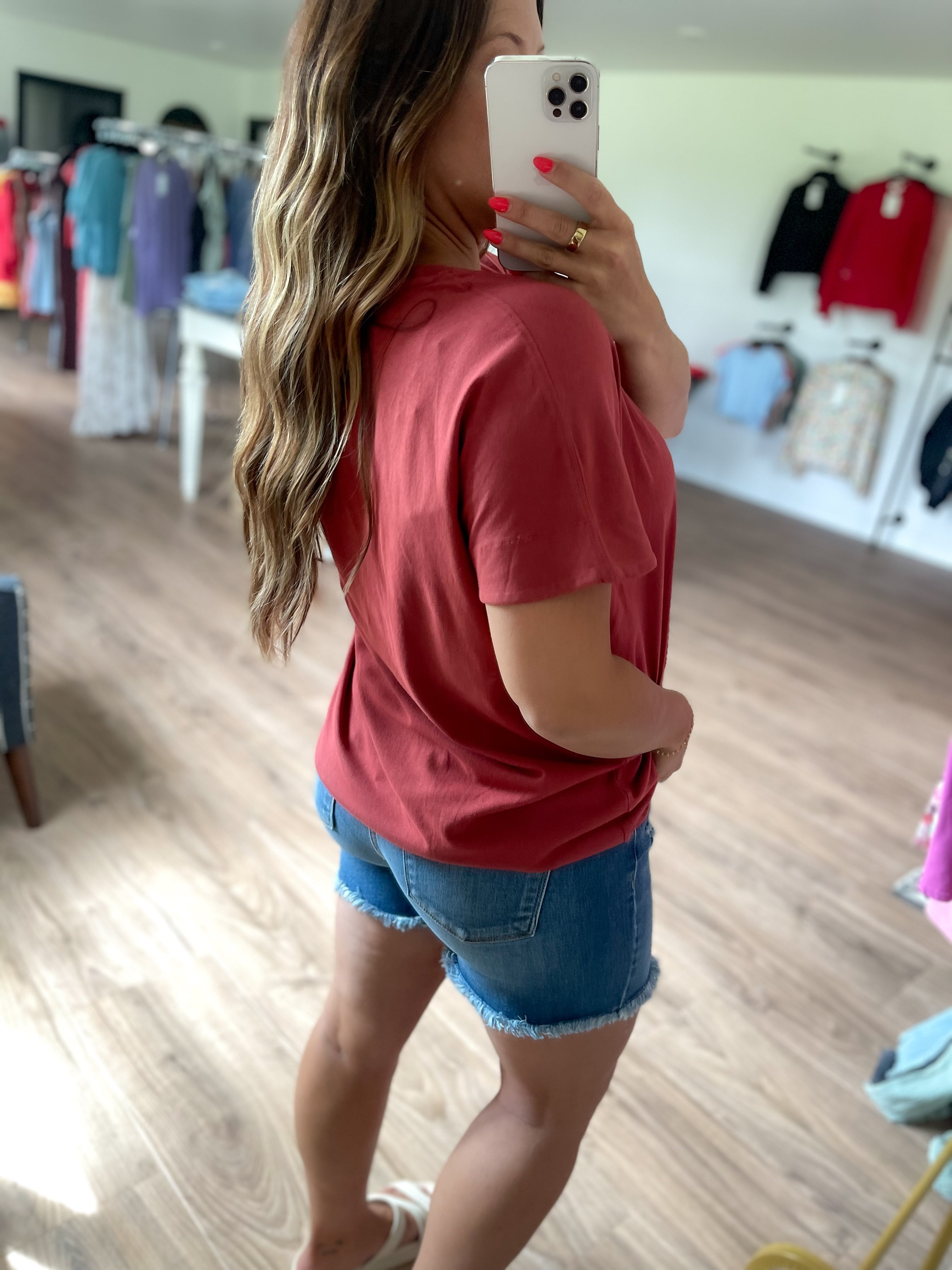 Shoreline Pima Cotton Slouchy Tee - Red Pear