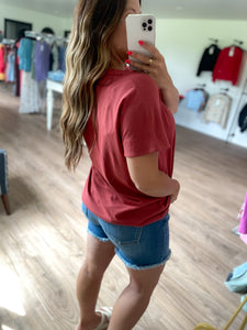 Shoreline Pima Cotton Slouchy Tee - Red Pear