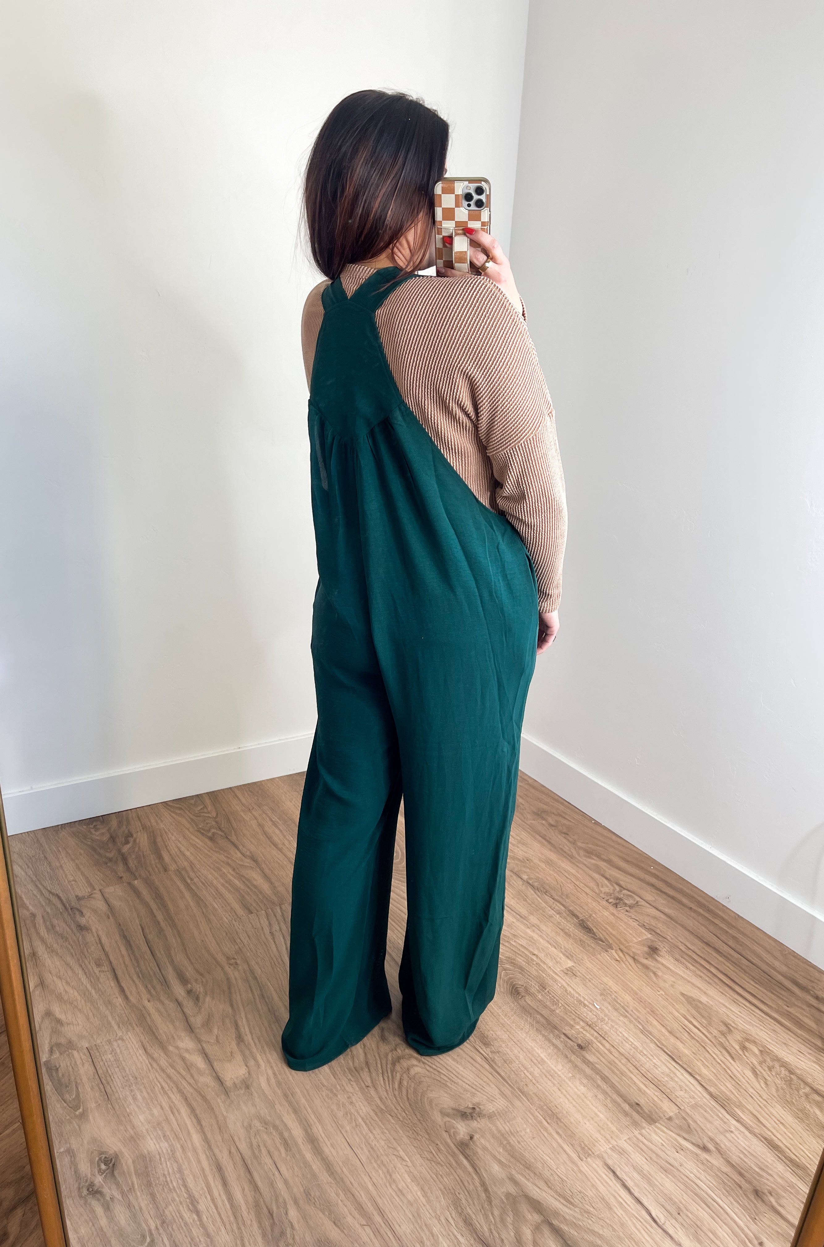 Effortless Chic Wide-Leg Jumpsuit - Forest Green