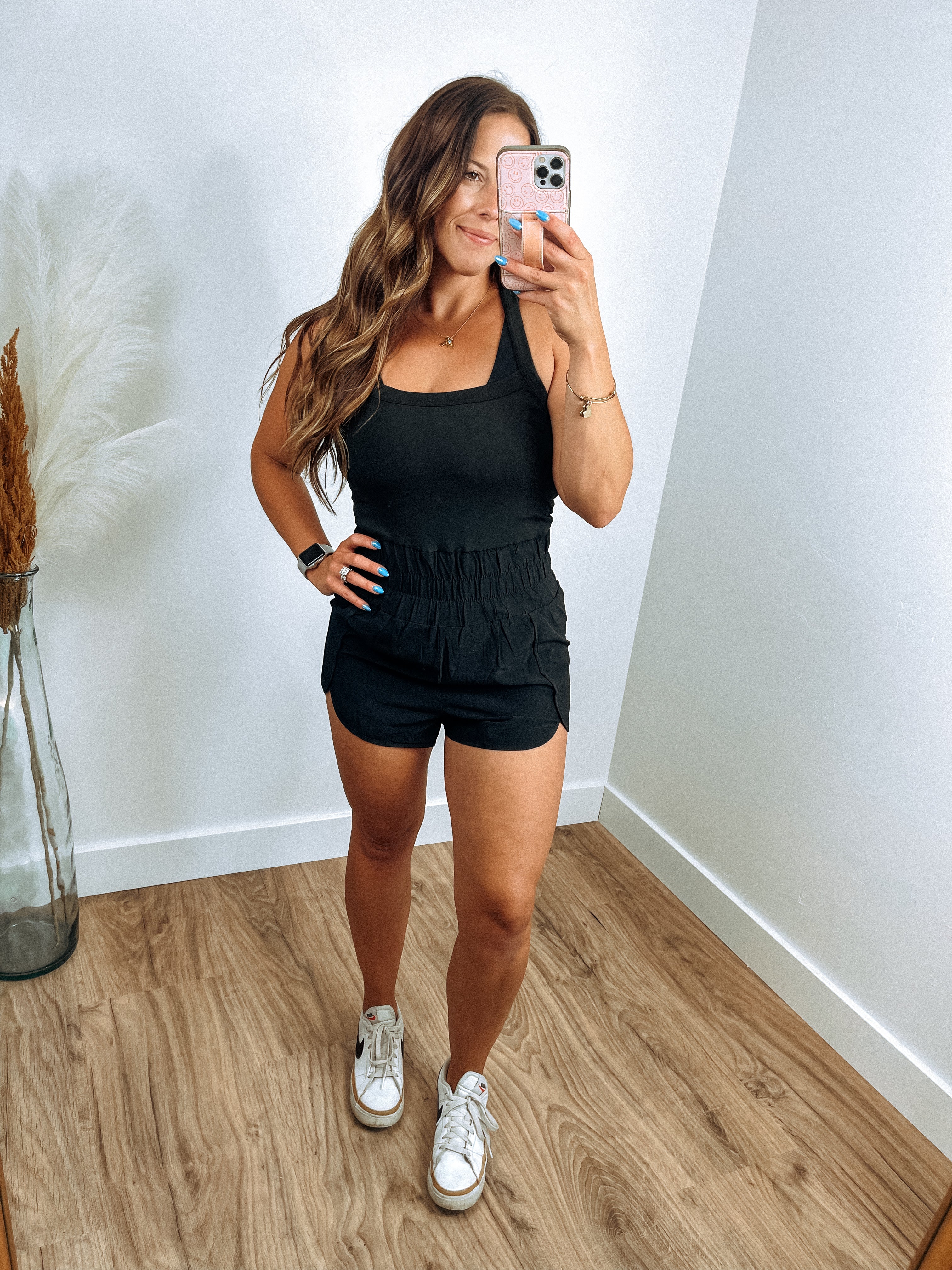 Solid Activewear Romper W/ Pantie Lining - Black