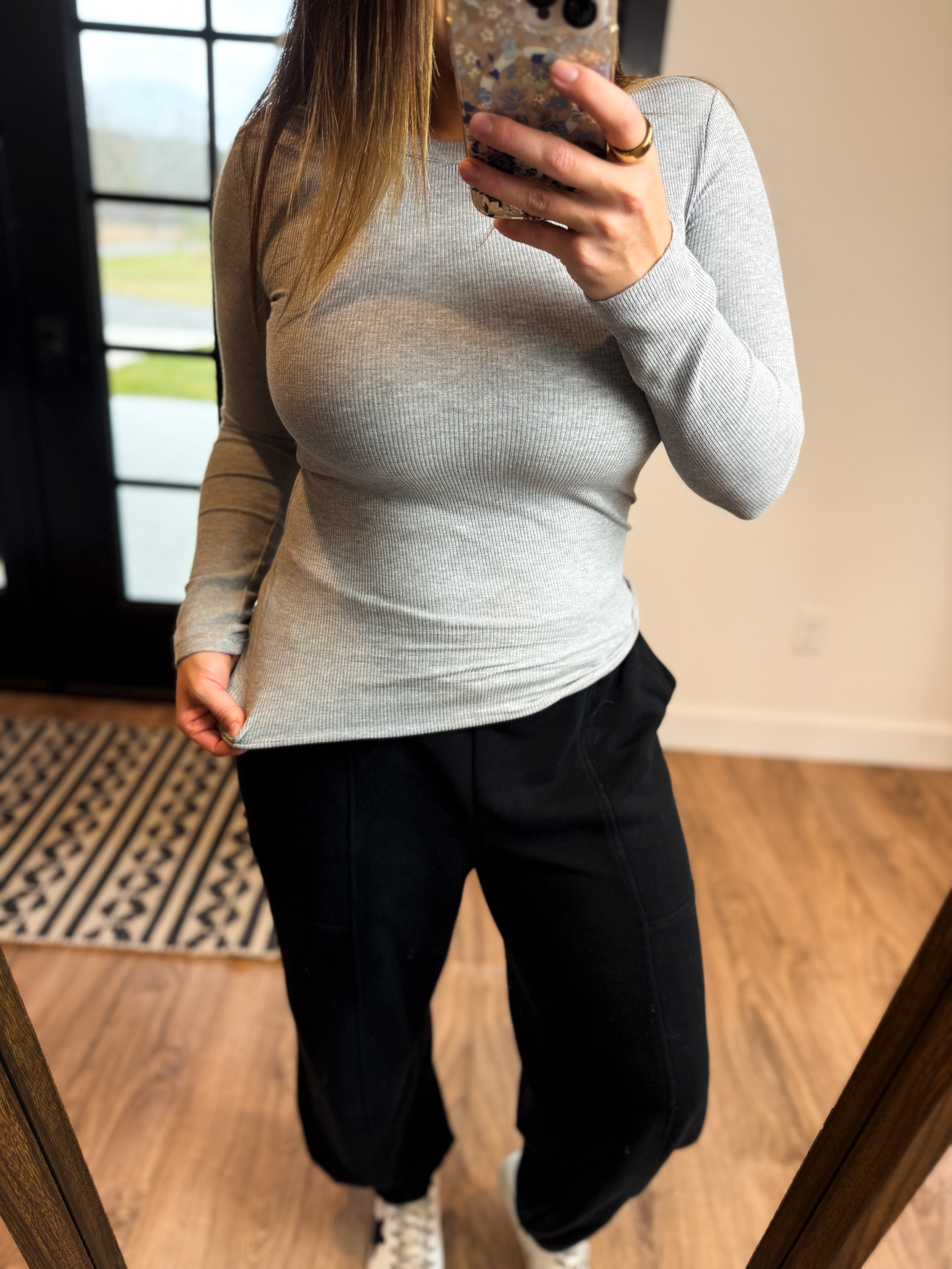 Blake Ribbed Top - Gray