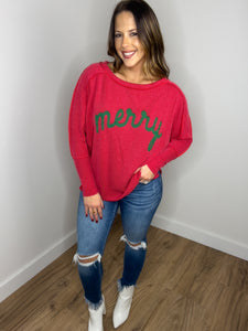 Merry Long Sleeved Top - Red