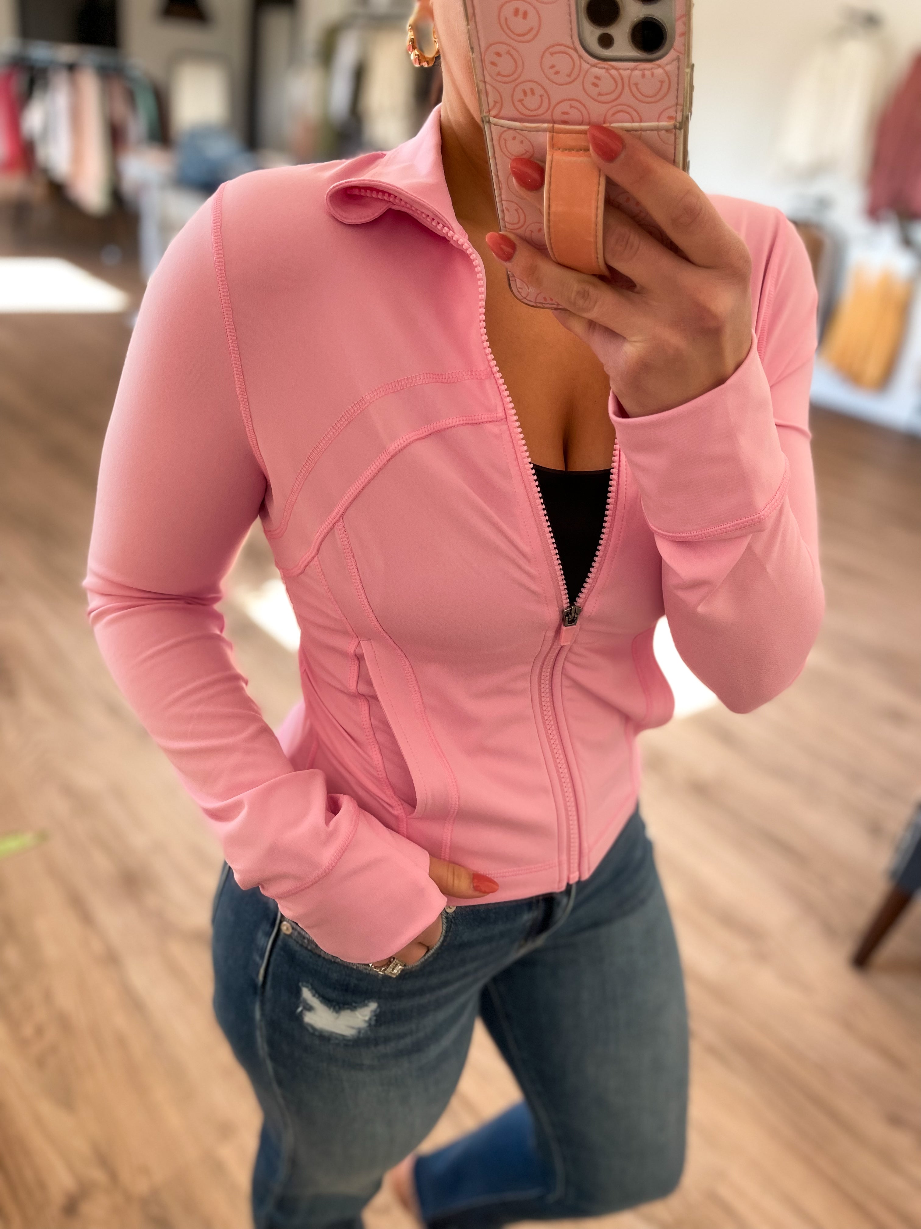 Zip Up Athletic Jacket - Pink