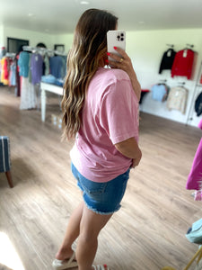 Boho Peace Floral Graphic Tee - Pink