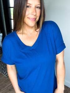 Georgia V-neck Microfiber Set - Light Navy