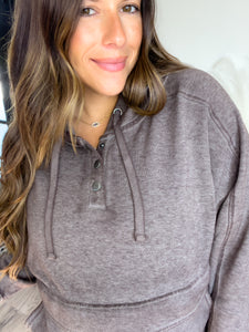 Drift Burnout Fleece Snap Hoodie - Espresso