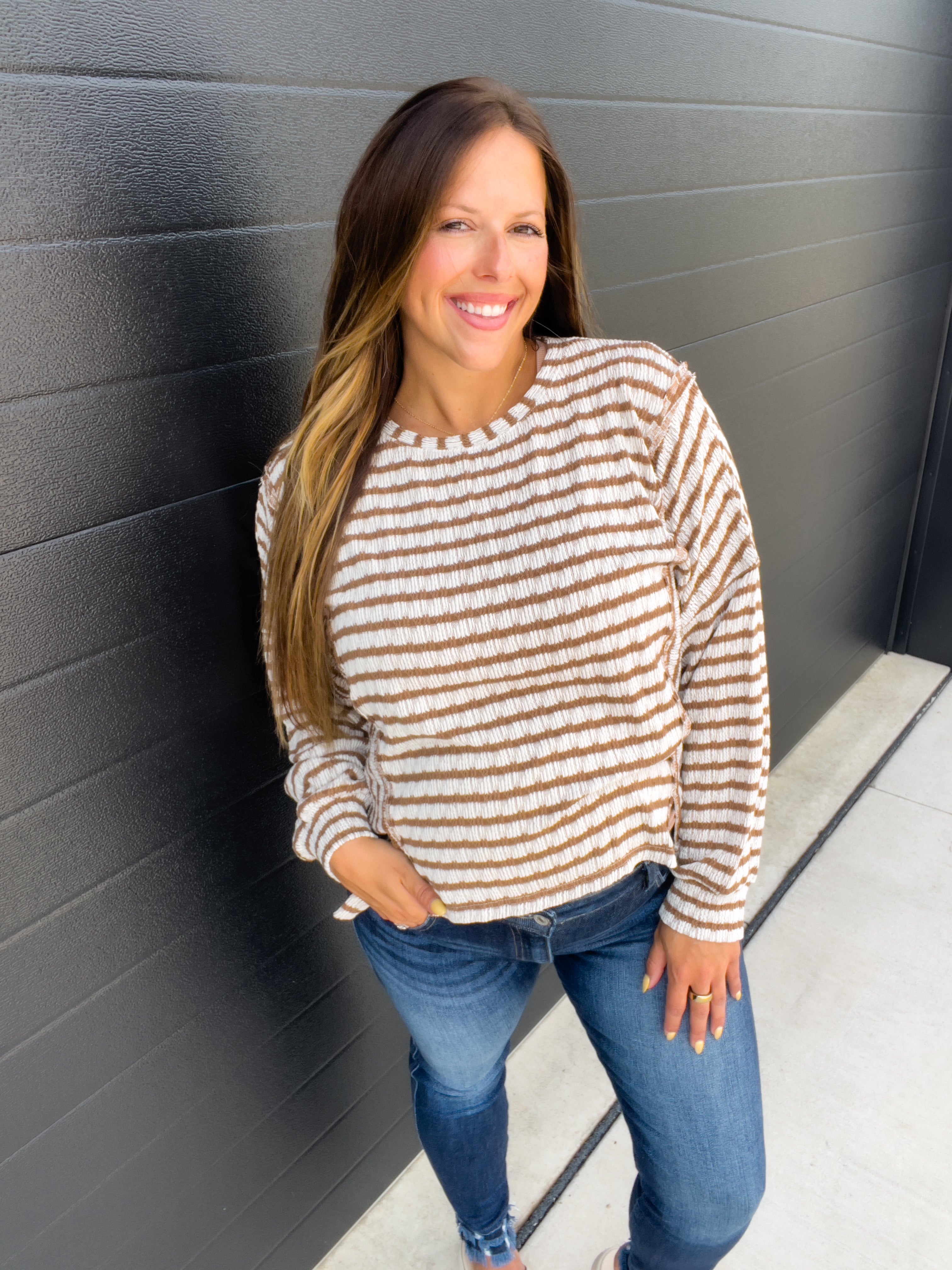 Tanya Textured Knit Top - Camel