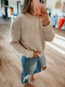 Rowen Round Neck Sweater - Sand Beige