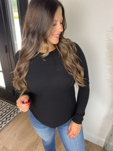 Blake Ribbed Top - Black