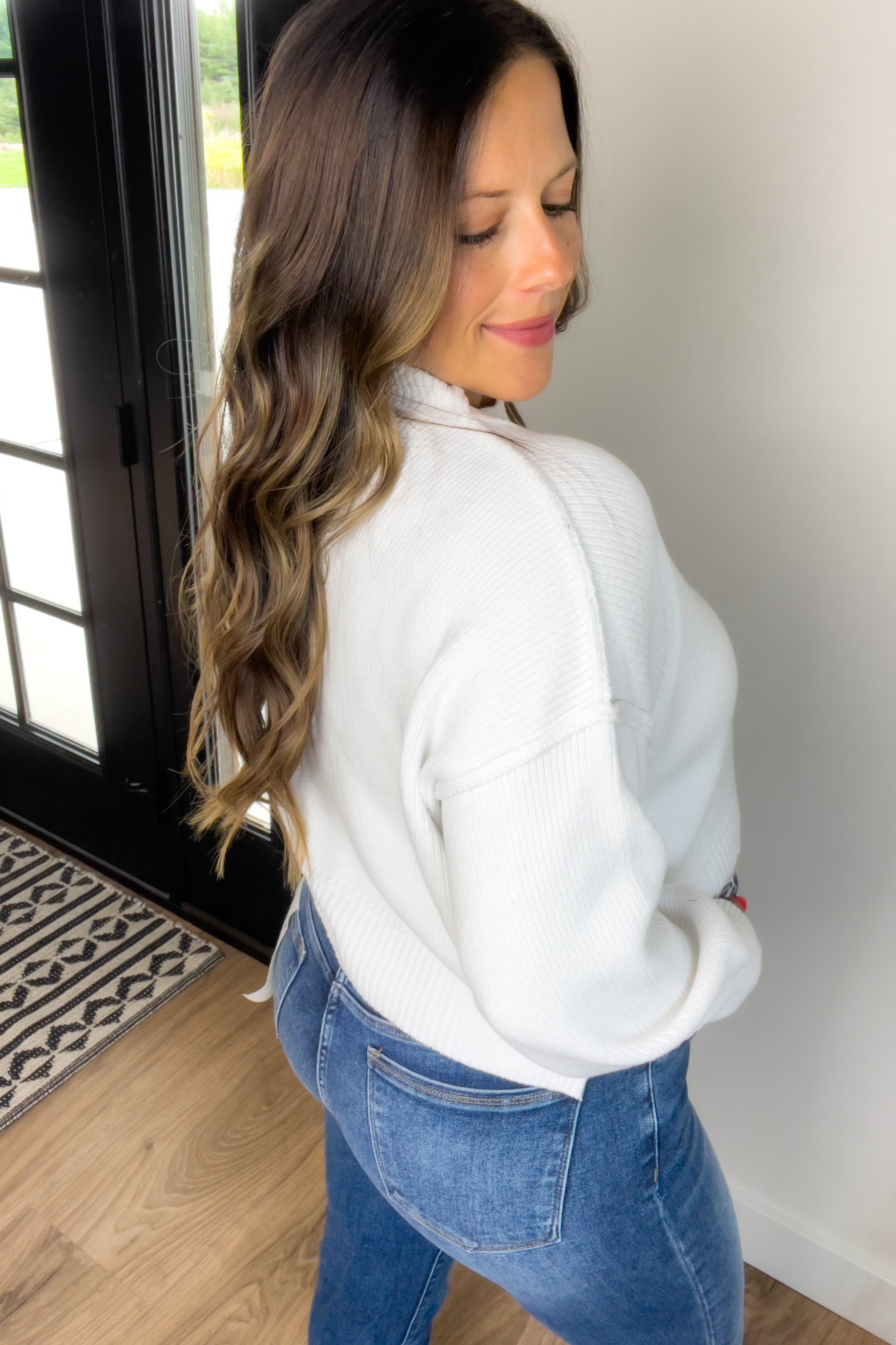 Regina Cropped Sweater - White