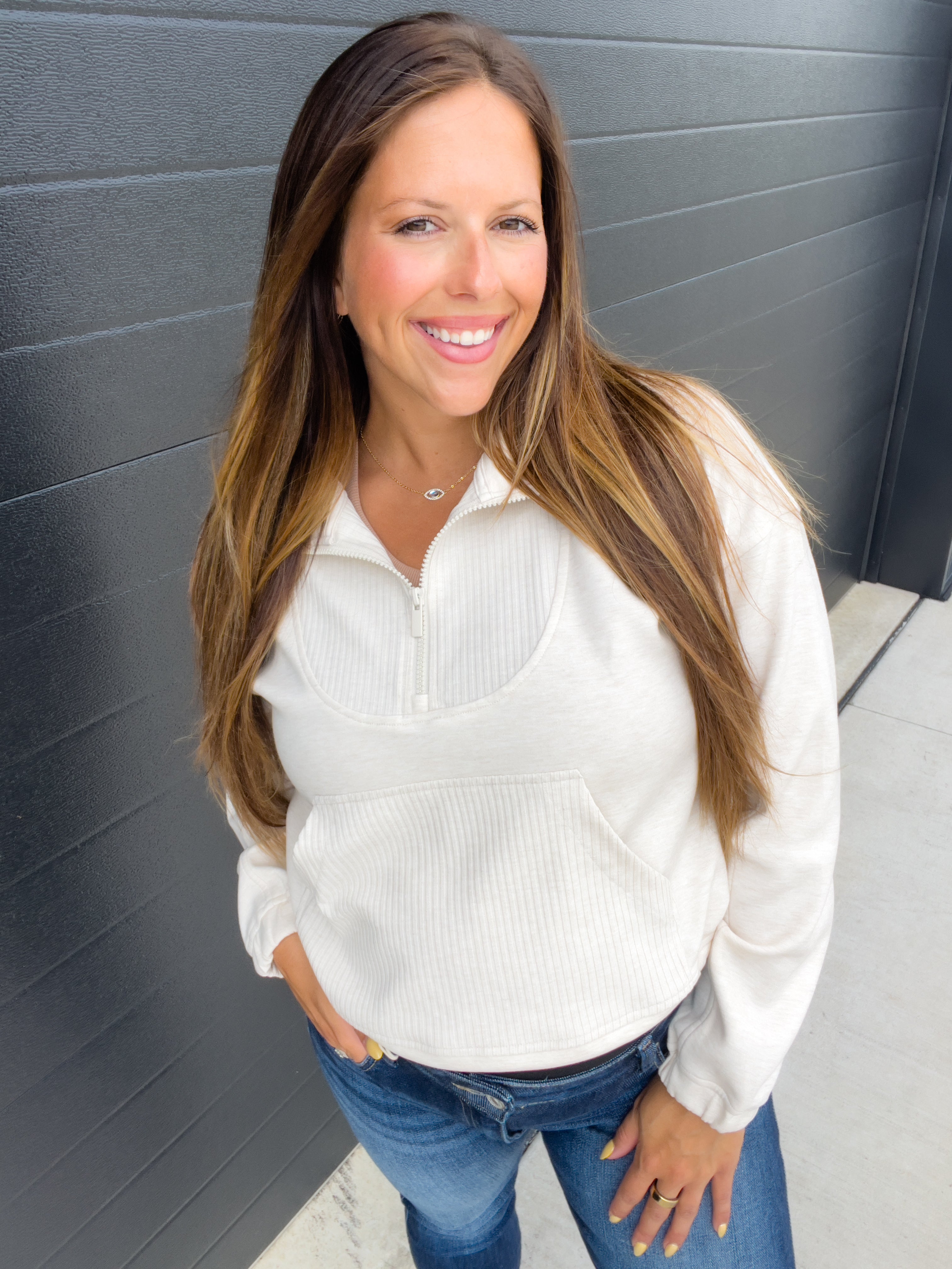 Scuba Half Zip Pullover - Heather Beige