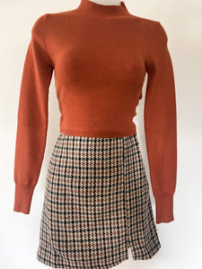 Celeste Mini Slit Skirt - Brown Multi