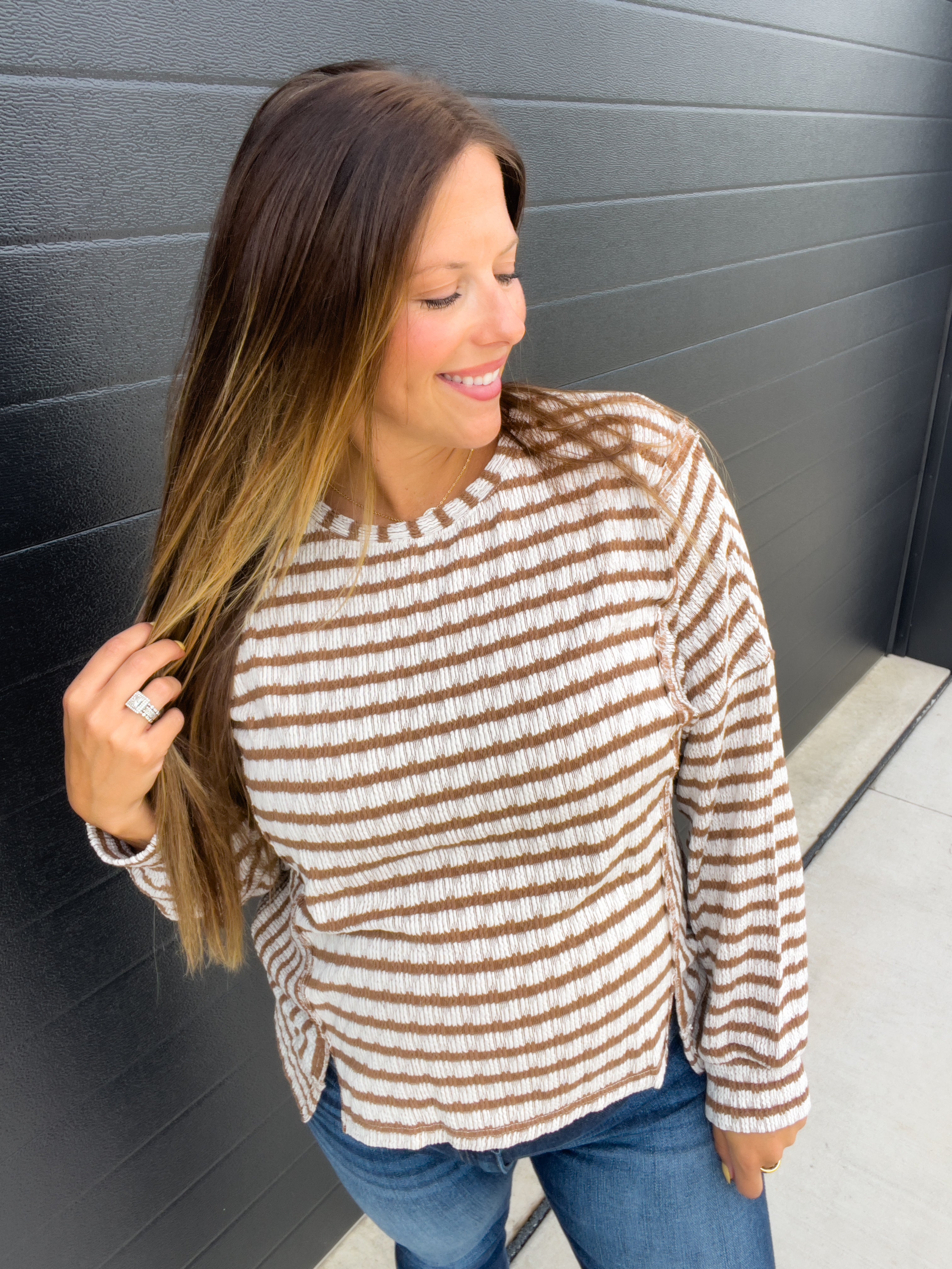 Tanya Textured Knit Top - Camel