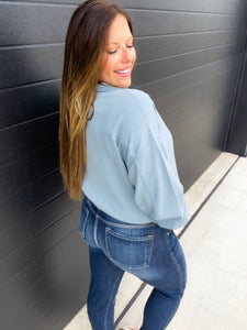 Demi Half-Zip Pullover - Blue Gray