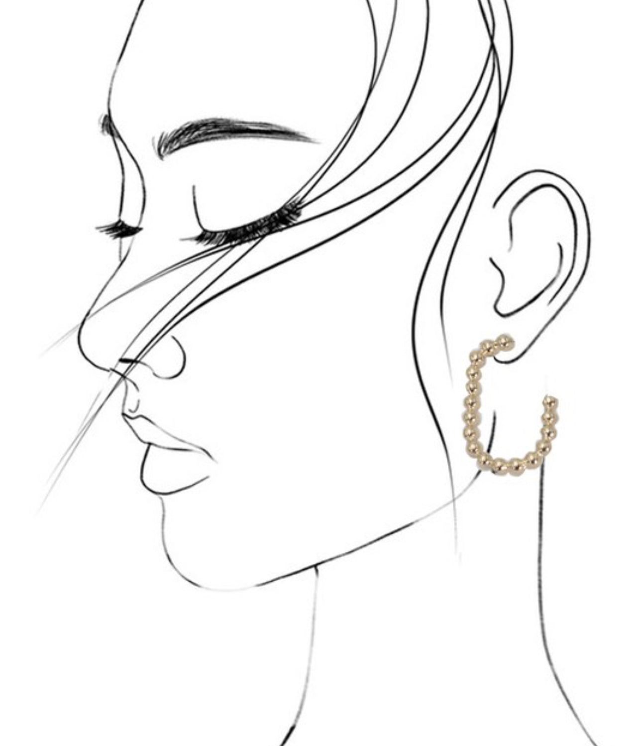 Geo Ball Hoop Earrings - Gold