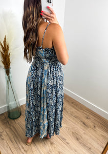 In The Meadows Floral Midi Dress - Midnight Blue