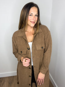 Soft & Cozy Oversized Waffle Jacket - Mocha