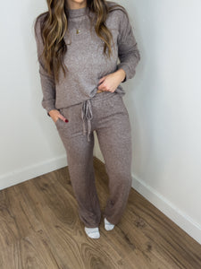 ** DOORBUSTER** Oh So Cozy Wide Leg Sweatpants - Brown