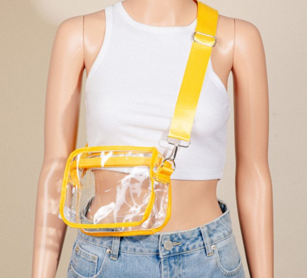 Medium Rectangle Transparent Crossbody Bag - Yellow