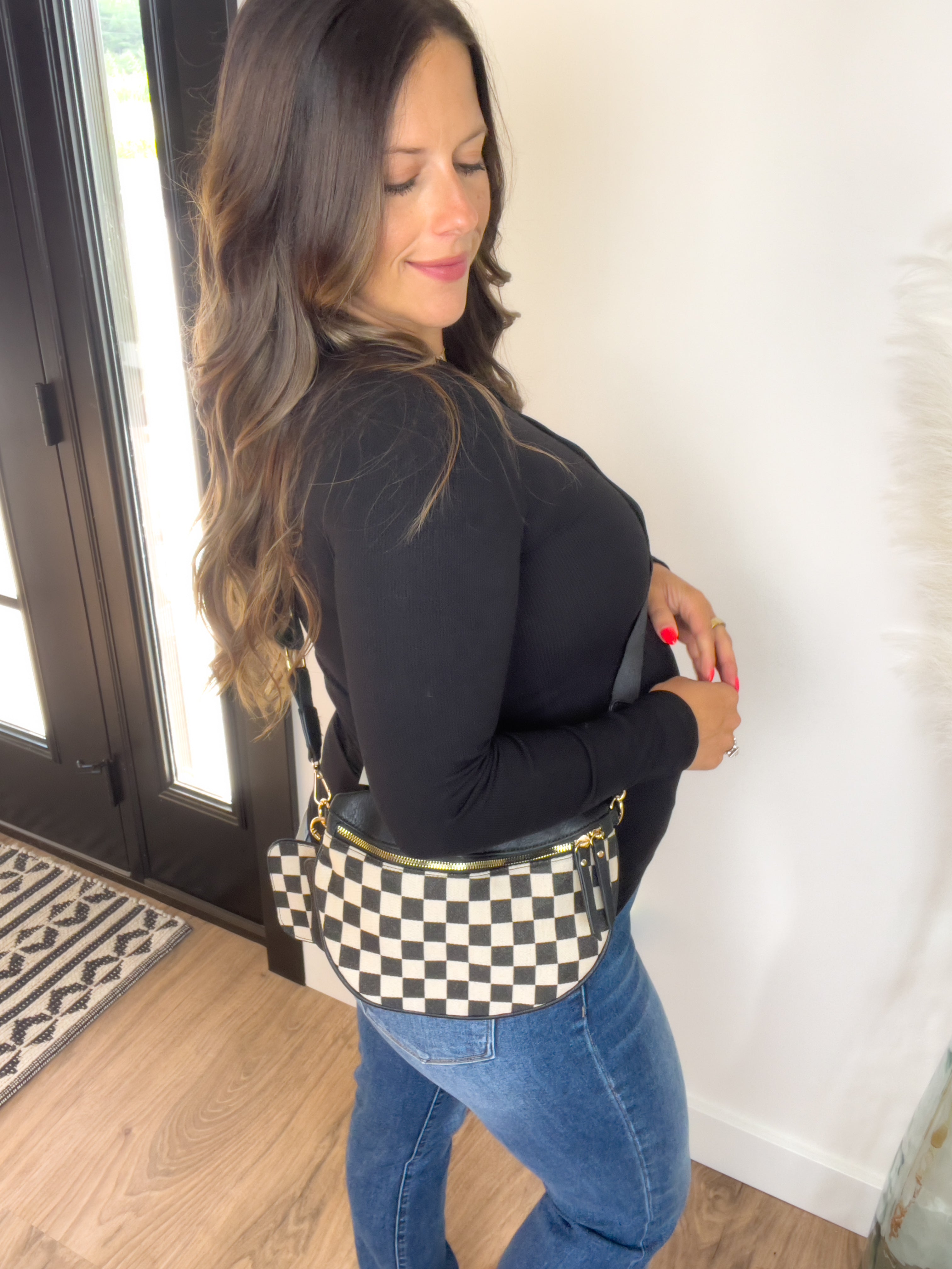 Chandler Checkered Crossbody - Black/Ivory