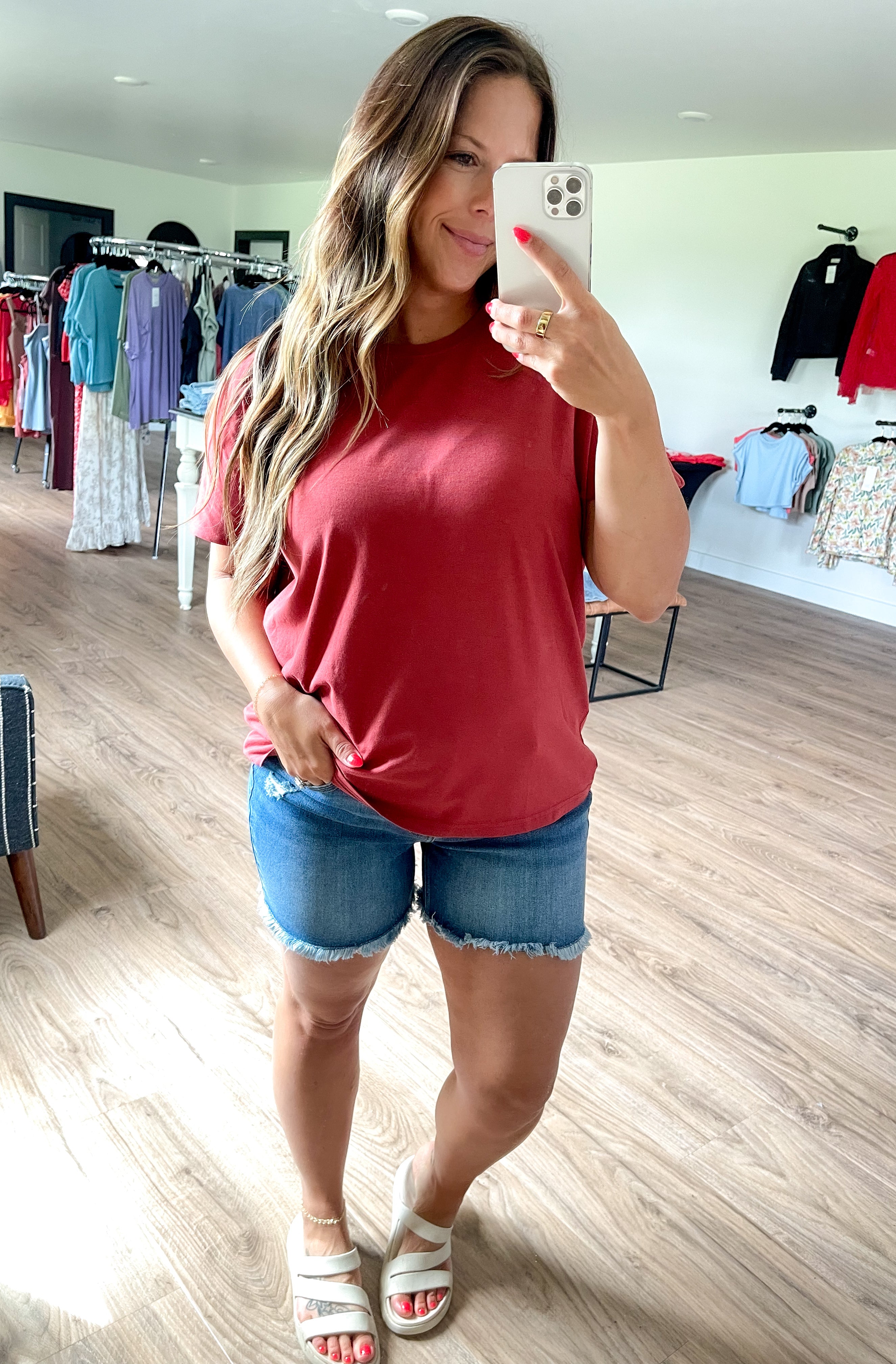 Shoreline Pima Cotton Slouchy Tee - Red Pear
