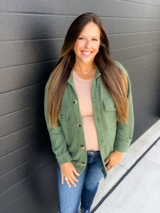 Cozy Oversized Shacket - Forest Green