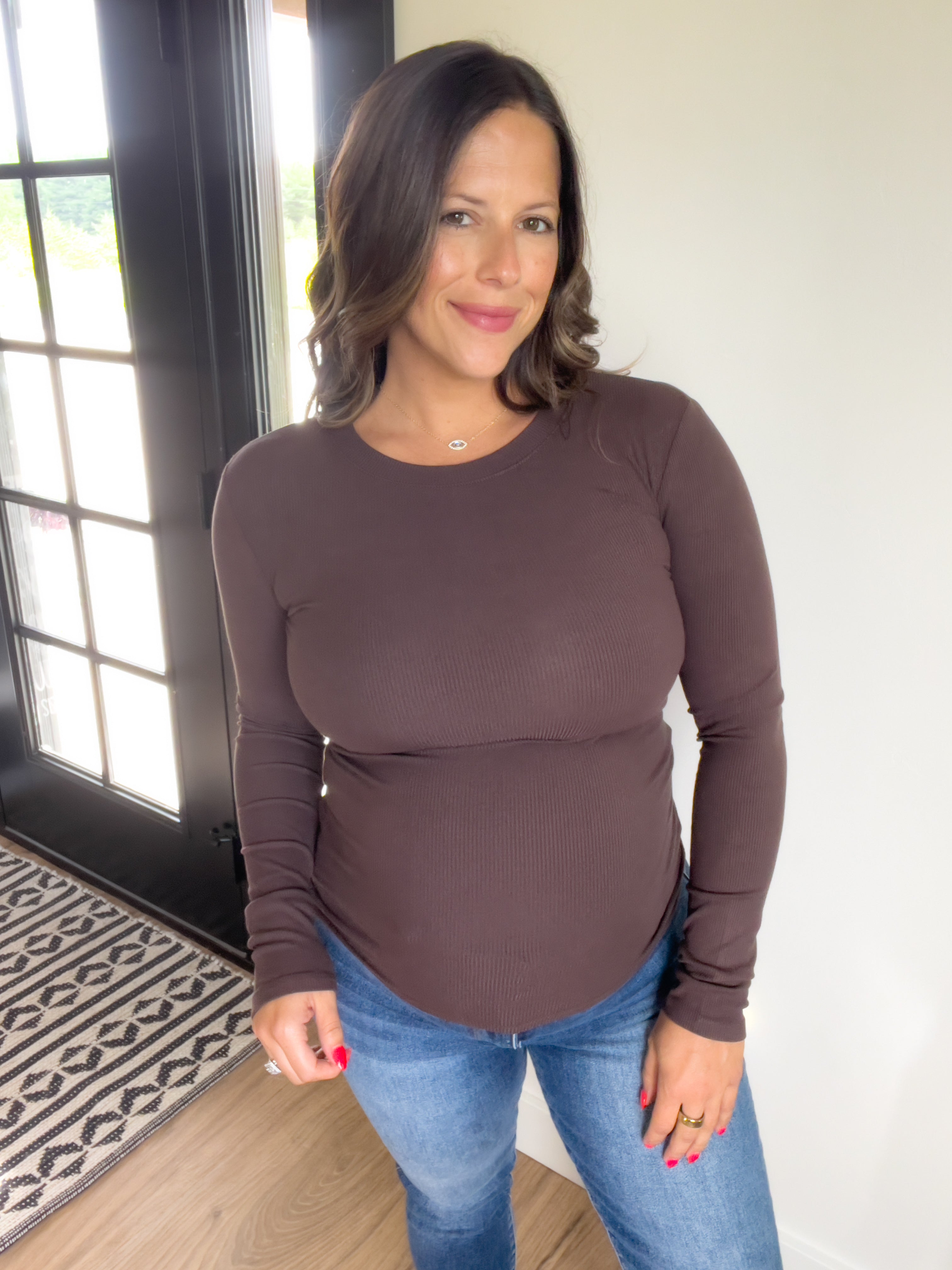 Blake Ribbed Top - Espresso