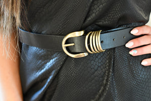 Leather Rounded Buckle Belt