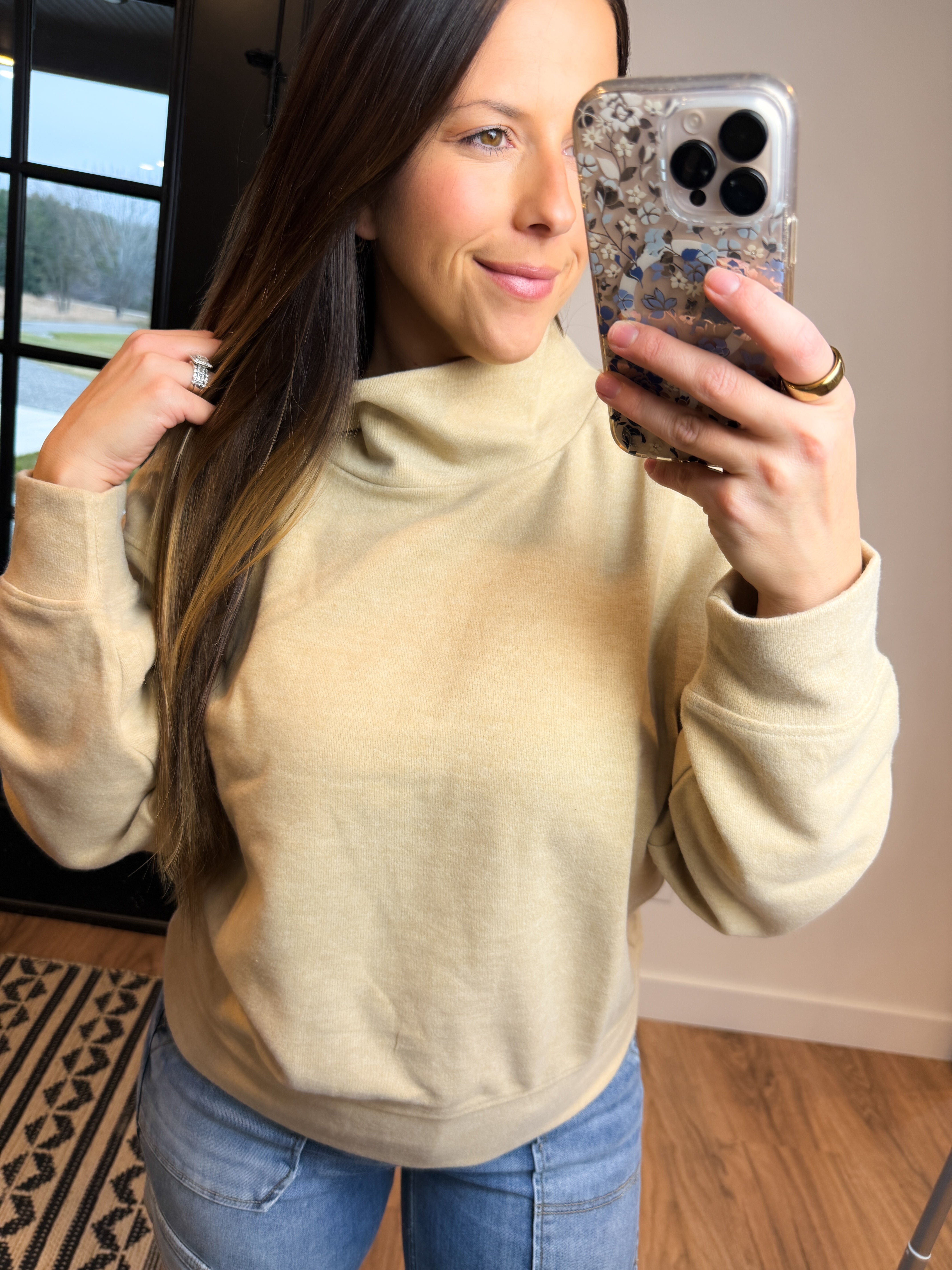 **DOORBUSTER** Funnel Neck Sweatshirt - Taupe