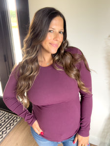 Blake Ribbed Top - Dark Plum