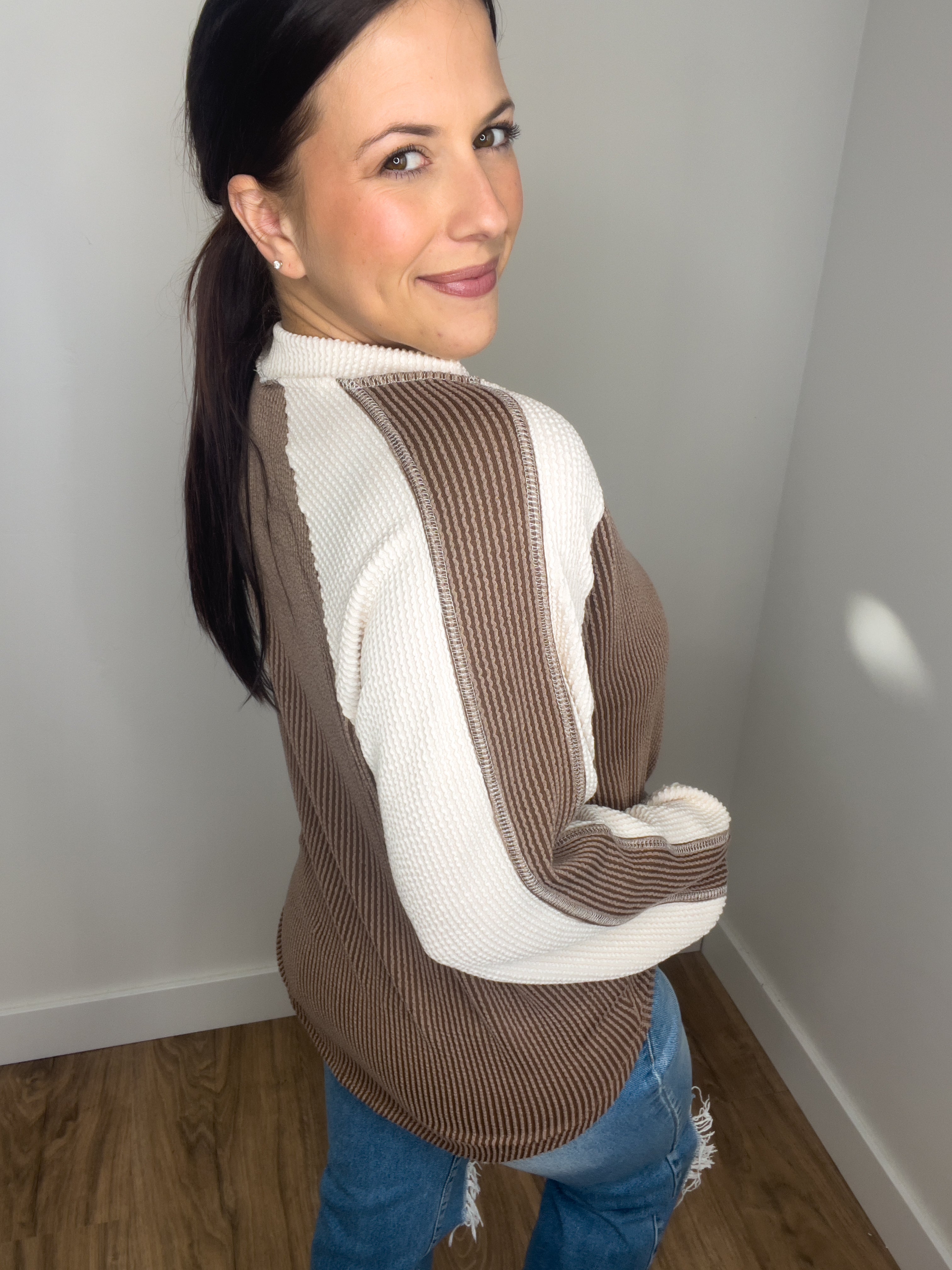 Rosie Ribbed Knit Top - Chestnut