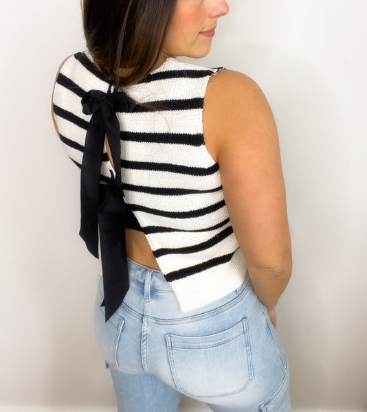 Ellie Striped Top With Bow Back Detail – Haven Rose Boutique LLC