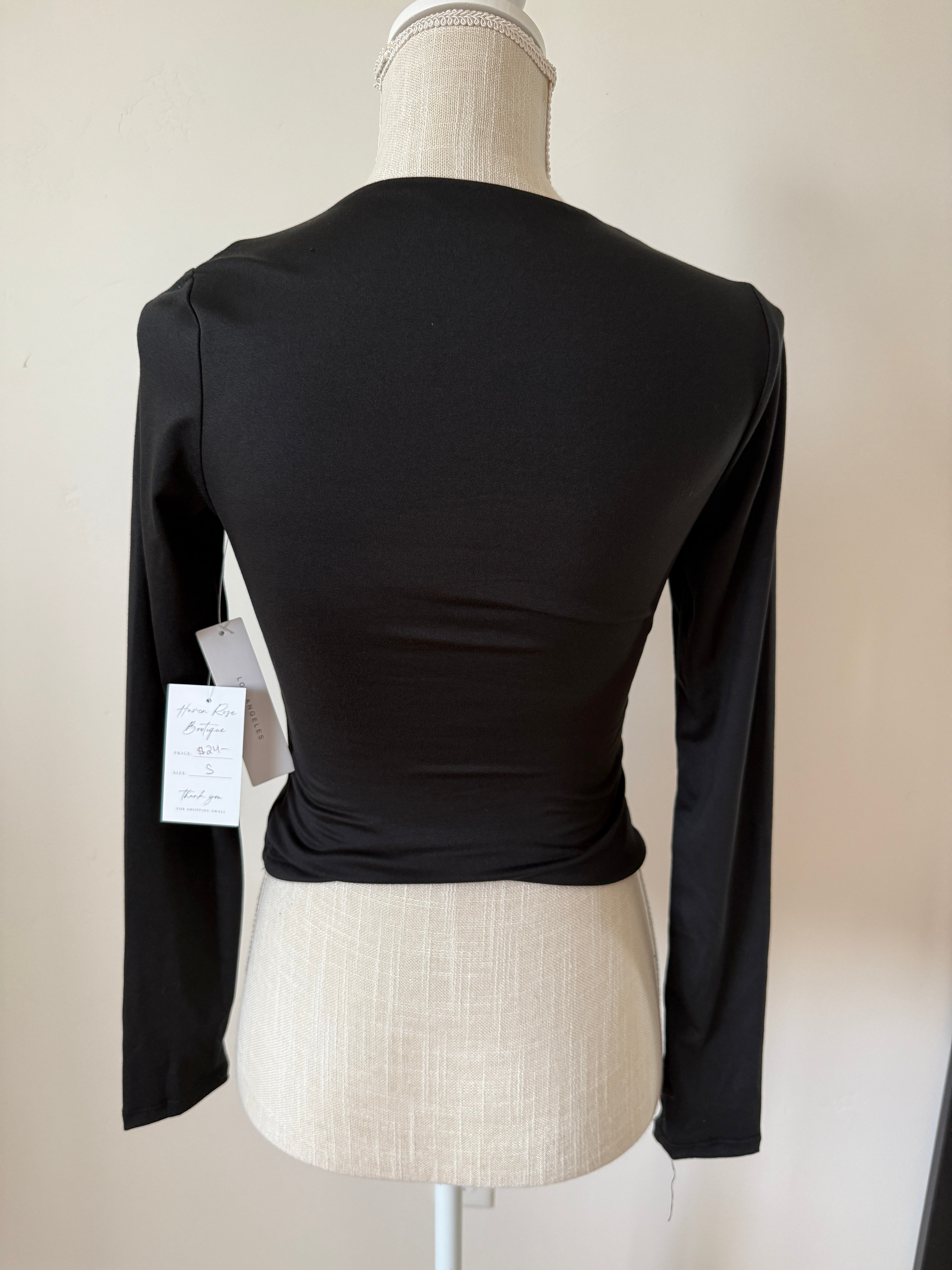 Kimmy Brushed Knit Top - Black