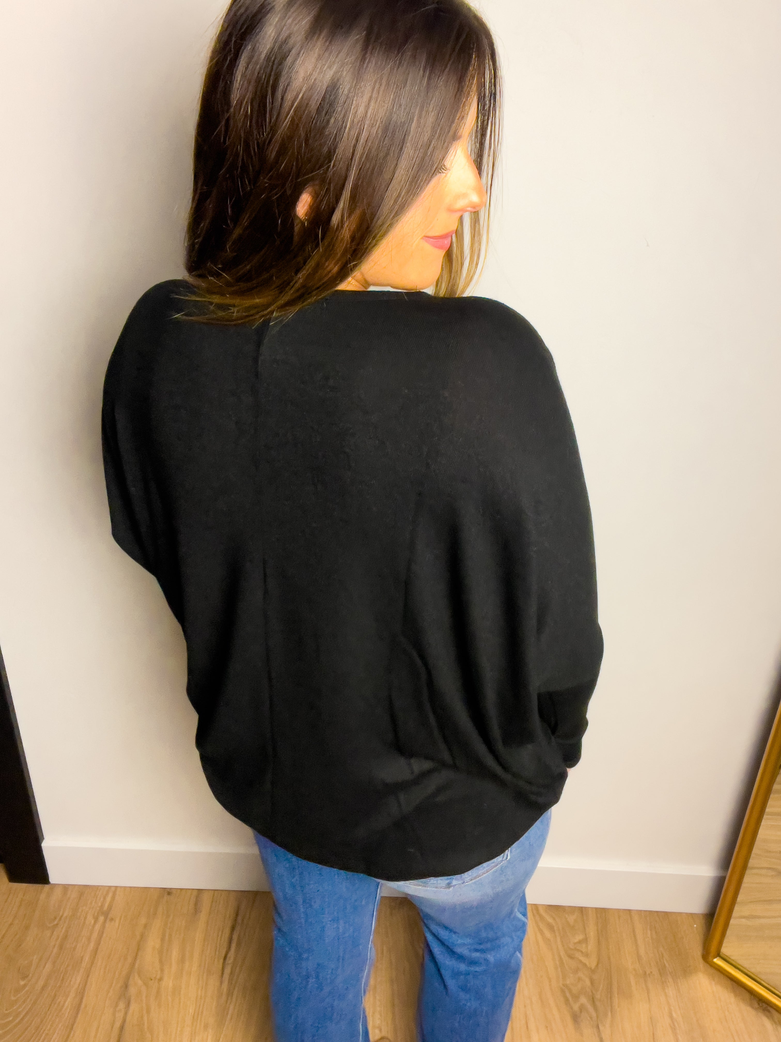 Avery Dolman Long Sleeve Top - Black