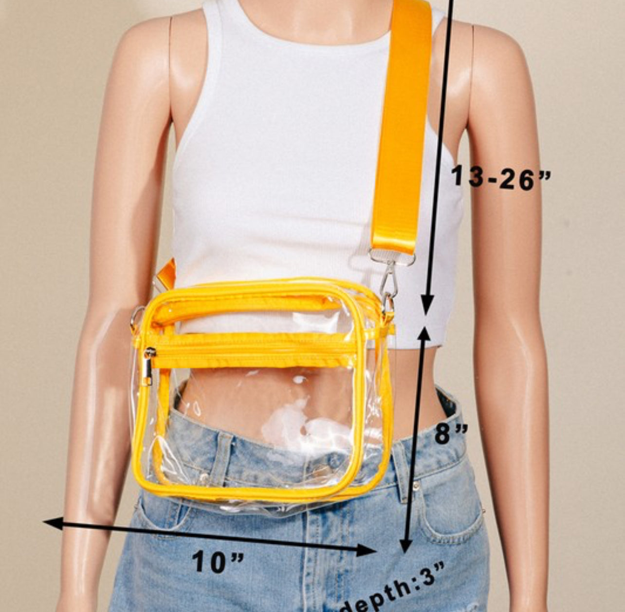 Large Rectangle Transparent Crossbody Bag - Yellow