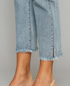 High Rise Straight Jeans - Light Stone Wash