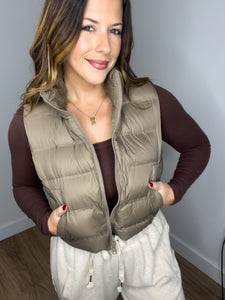 ** DOORBUSTER ** Zip-Up Puffer Vest - Mocha