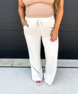 Alexis Linen Pants - Sand Beige