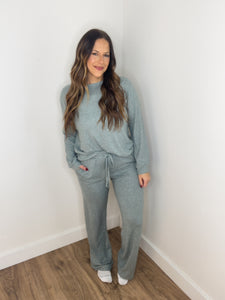 ** DOORBUSTER ** Oh So Cozy Wide Leg Sweatpants - Ash Jade