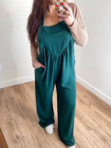 Effortless Chic Wide-Leg Jumpsuit - Forest Green