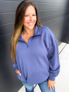 Demi Half-Zip Pullover - Blue Indigo