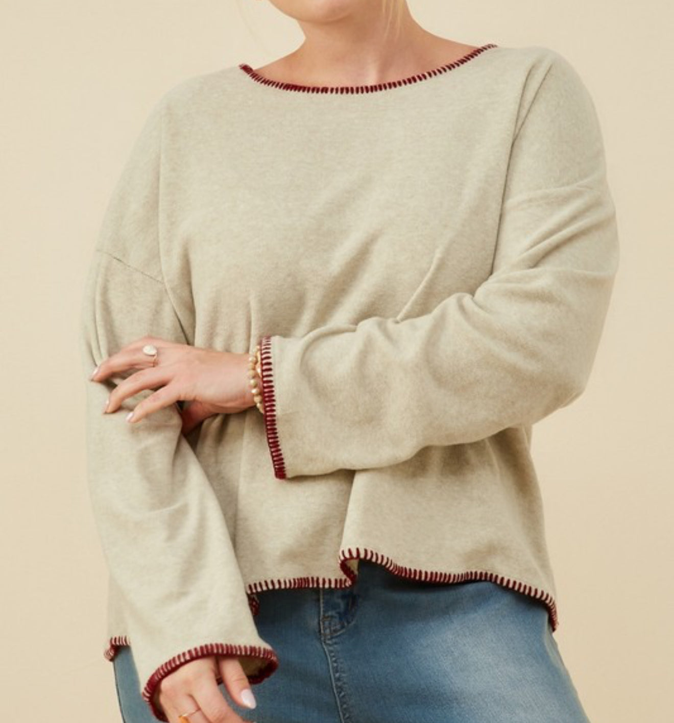 CURVY Contrast Stitch Top