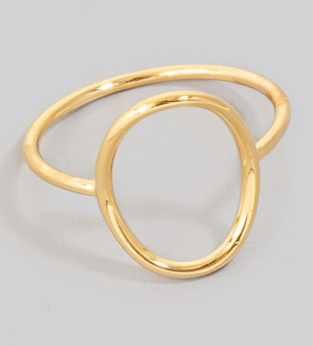 Metallic Wire Oval Band Ring - Gold