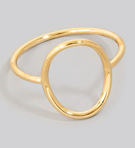 Metallic Wire Oval Band Ring - Gold