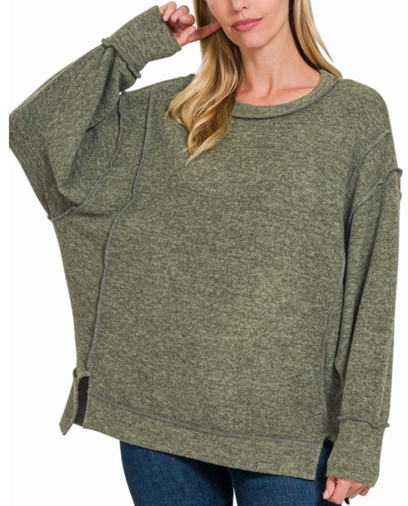 CURVY Wren Oversized Sweater - Olive