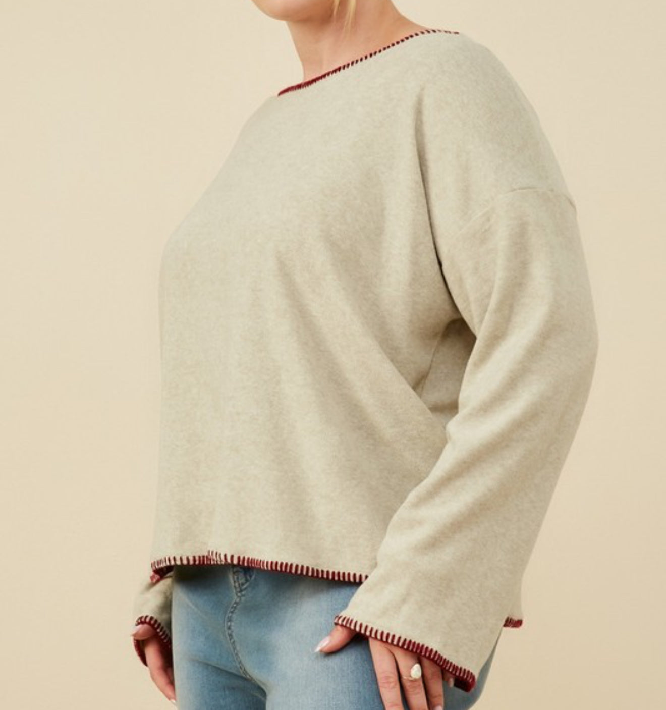 CURVY Contrast Stitch Top